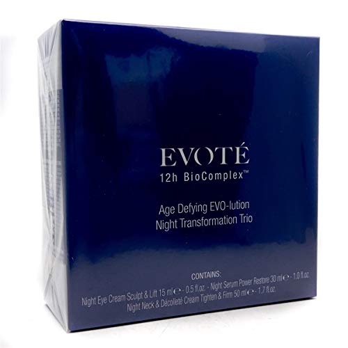 Evote 12th Biocomplex Age Defying EVO-lution Night Transformation Trio; Night Cream Sculpt & Lift .5 fl oz, Night Serum Power Restore 1 fl oz, Night Neck & Decollete Cream Tighten & Firm 1.7 fl oz