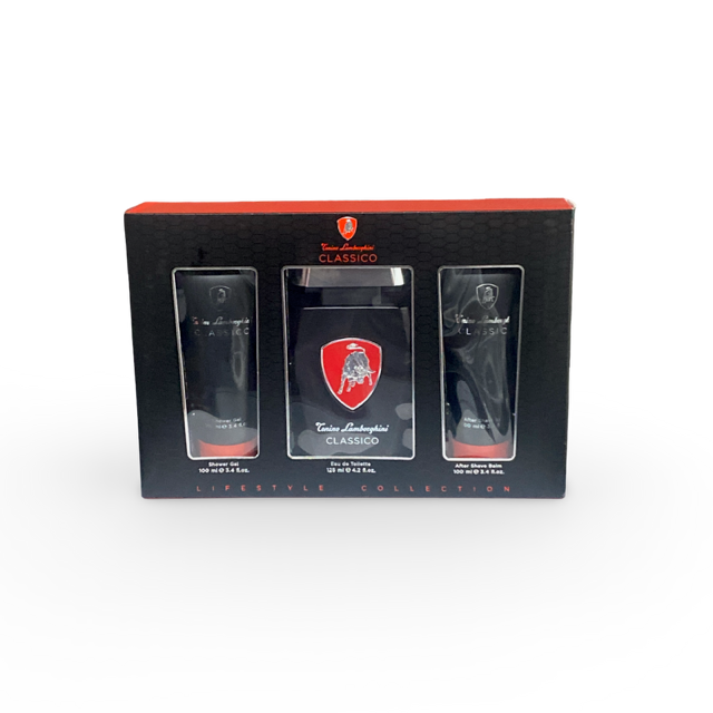 Tonino Lamborghini CLASSICO fragrance set: Eau de Toilette 4.2 Oz, Shower Gel 3.4 Oz & After Shave balm 3.4 Oz