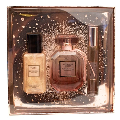 Victoria's Secret BOMBSHELL SEDUCTION Holiday 2020 Collection: Eau De Parfum Rollerball (.23 fl oz) and Spray 1.7 fl oz, Shimmer Fragrance Mist 2.5 fl oz 1 fl oz