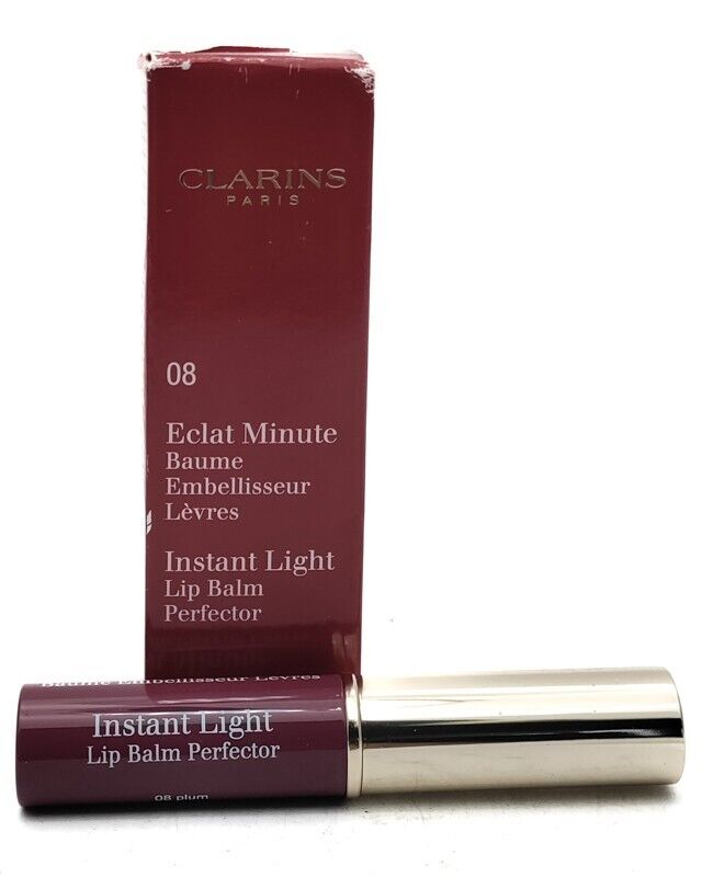 Clarins INSTANT LIGHT Lip Balm, 08 Plum .06oz (damaged box)