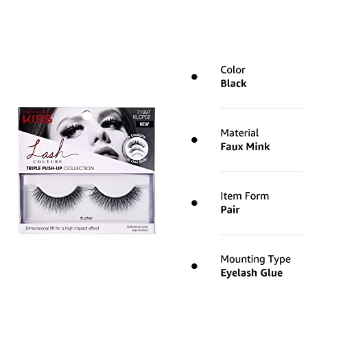 KISS Lash Couture TRIPLE PUSH-UP COLLECTION, Dimensional Lift for High Impact Effect, Adhesive Sold Separately, Bustier