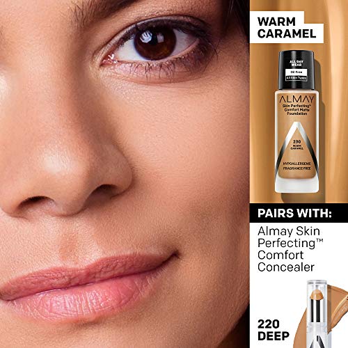 Almay Skin Perfecting COMFORT MATTE Oil Free Foundation, 230 Warm Caramel 1 fl oz