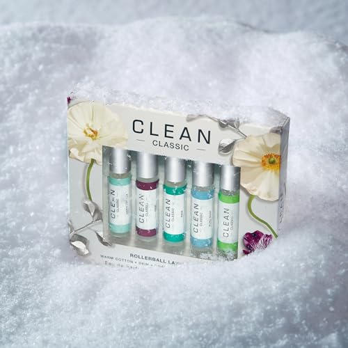 CLEAN CLASSIC Eau de Parfum Rollerball Fragrance Holiday Gift Set | Includes Warm Cotton, Skin, Rain, Pure Soap and Apple Blossom | 5 x .17 oz or 5 mL