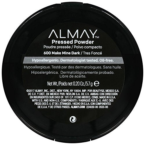 Almay ALL SET NO SHINE Pressed Powder, 600 Make Mine Dark .2oz