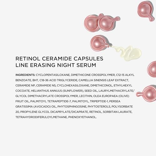 Elizabeth Arden Retinol Ceramide Capsules Line Erasing Night Serum, Anti-Aging Serum for Fine Lines and Wrinkles, Suitable for All Skin Types, 60 pc, 0.95 fl oz