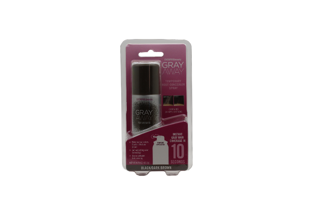 EVERPRObeauty Gray Away Temporary Root Concealer Spray Black/Dark Brown - 20 applications