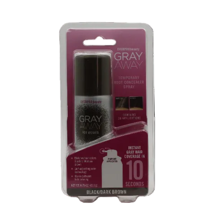 EVERPRObeauty Gray Away Temporary Root Concealer Spray Black/Dark Brown - 20 applications