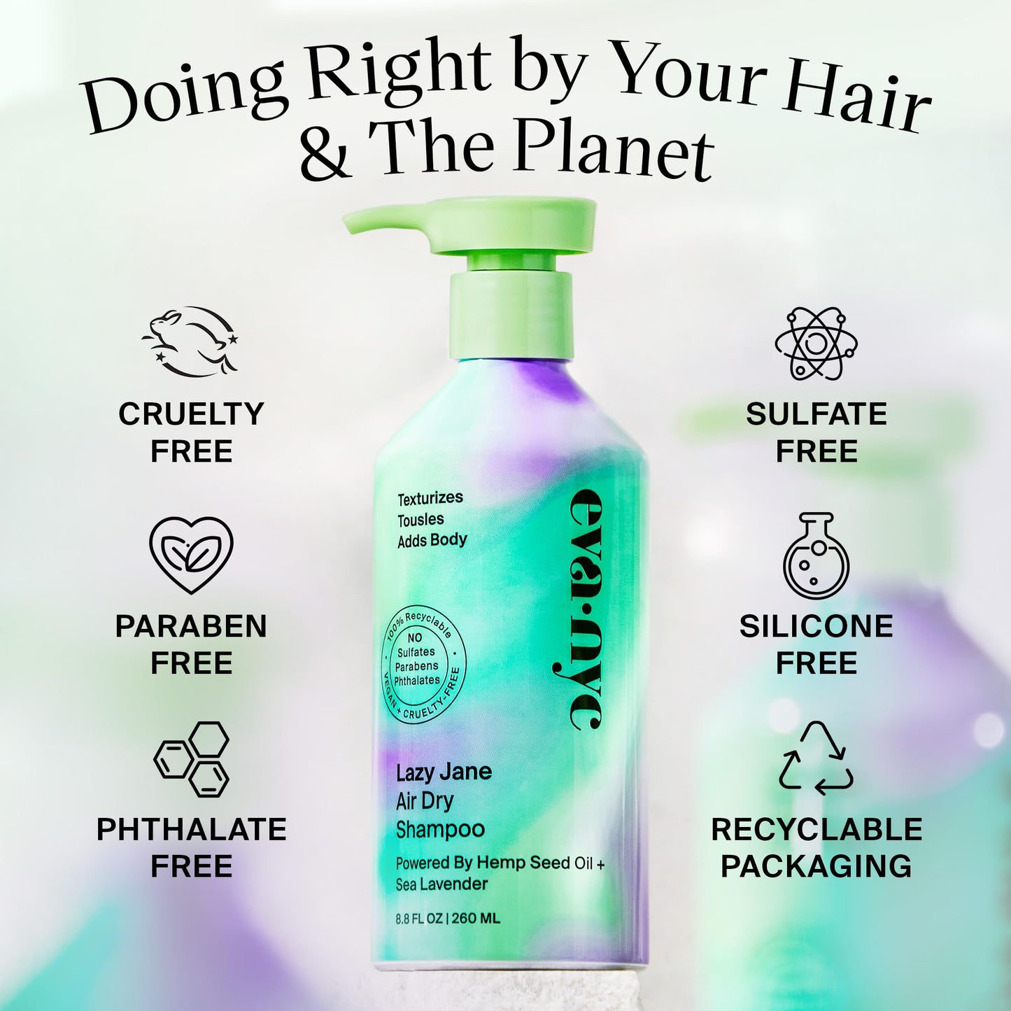 Eva NYC Lazy Jane Air Dry Shampoo, Natural Texture and Frizz Control , 8.8 fl oz