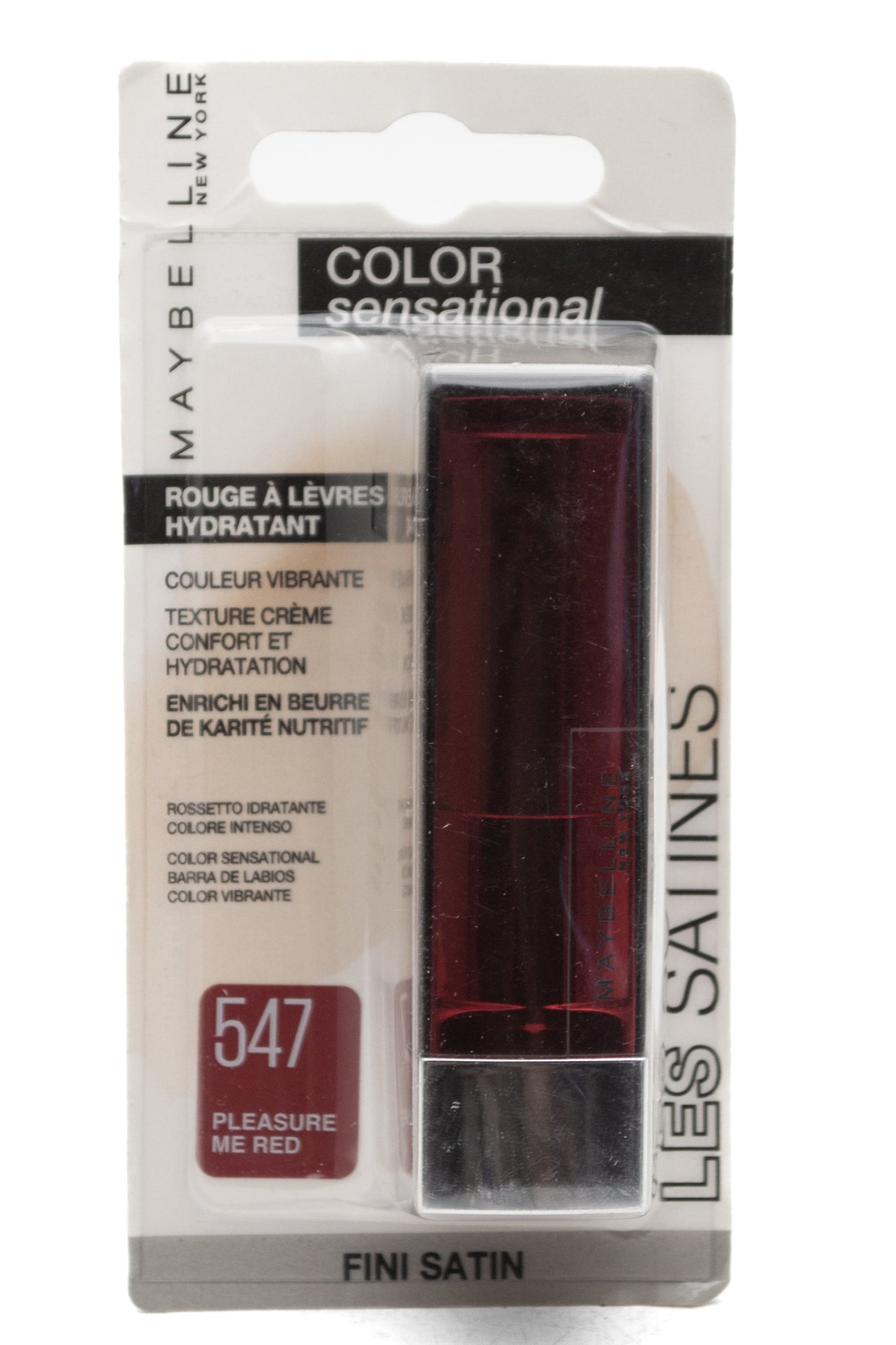Maybelline COLOR SENSATIONAL Les Satines Lipstick, 547 Pleasure Me Red (Europe Packaging)