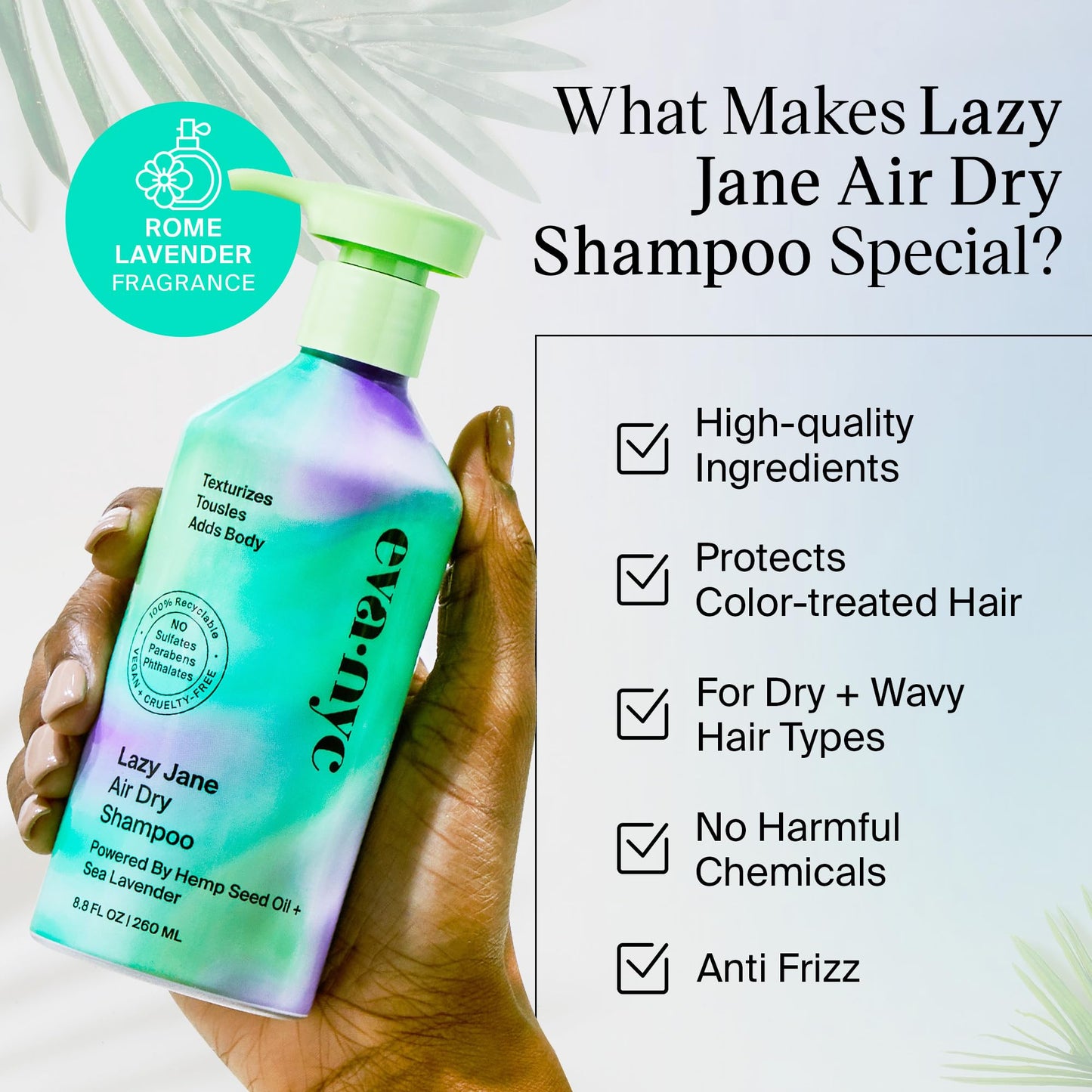 Eva NYC Lazy Jane Air Dry Shampoo, Natural Texture and Frizz Control , 8.8 fl oz