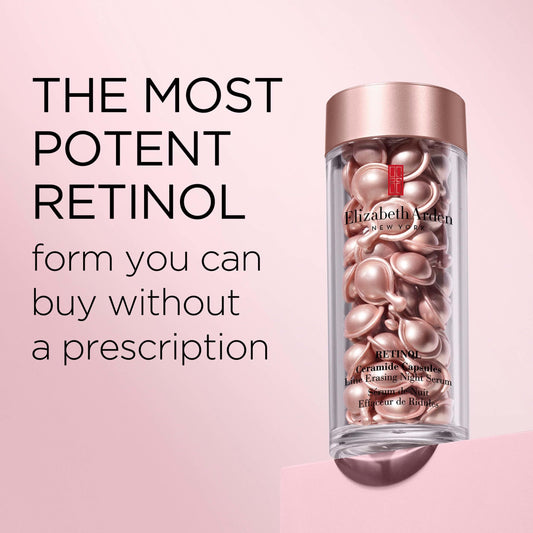 Elizabeth Arden Retinol Ceramide Capsules Line Erasing Night Serum, Anti-Aging Serum for Fine Lines and Wrinkles, Suitable for All Skin Types, 90 pc