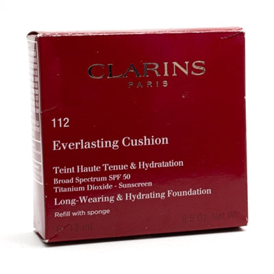 Clarins EVERLASTING CUSHION REFILL Long Wearing & Hydrating Foundation with Sponge, 2 Amber .5oz