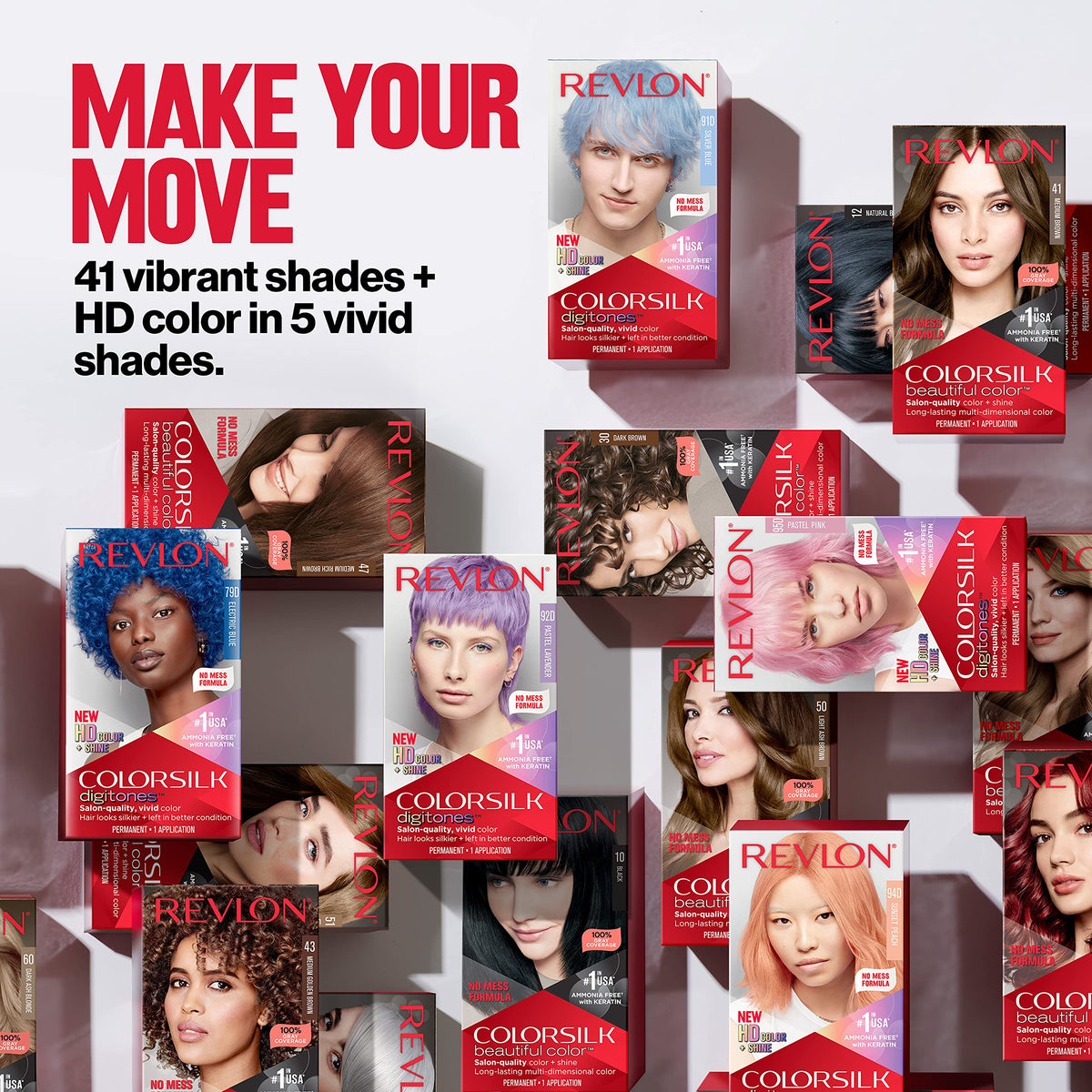 Revlon ColorSilk Digitones Permanent Hair Color with Keratin, Pastel Lavender, 1 count