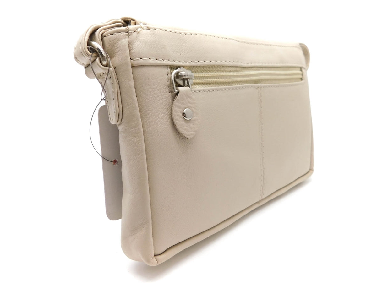 Bacci Genuine Leather Small Flap Over Sling Shoulder Bag Style, Sand
