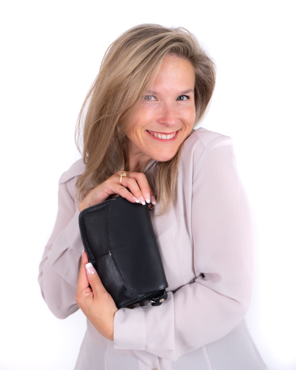 Bacci Genuine Leather Small Cross-Body Bag, Black