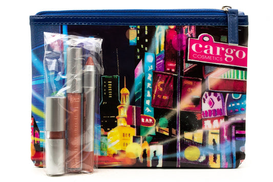 Cargo MISS CARGO Lip Kit: Lipstick .106oz, Lip Pencil .12oz, Lip Gloss .108oz, Limited Edition Makeup Bag
