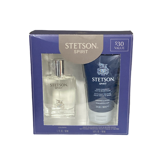 Stetson SPIRIT 2 Pc Set: Cologne 1.7 Oz & Deep Cleansing Face & Beard Wash 5 Oz
