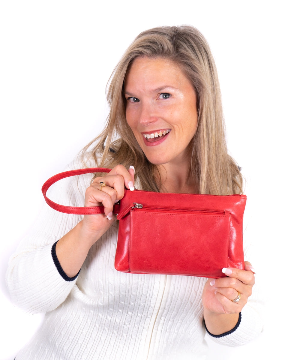 Iris Tyler Genuine Leather, Melissa Wristlet, Red