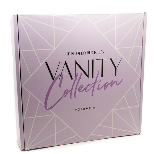 Kristoffer Buckle's VANITY COLLECTION Volume 2, 5pc set, Medium (Warm); Triplicity Foundation Stick, Graphic Line Gel Eyeliner, Grand Opening Volume Mascara, Casting Call Setting Powder, Cashmere Slip Longwear Lipstick