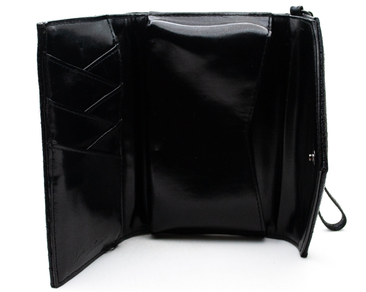 Victoria's Secret LOVE VICTORIA Black Clutch/Wallet with Wrist Strap and Snap Closing