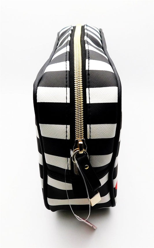 Victoria's Secret VS black and white striped with red hearts Cosmetic Bag