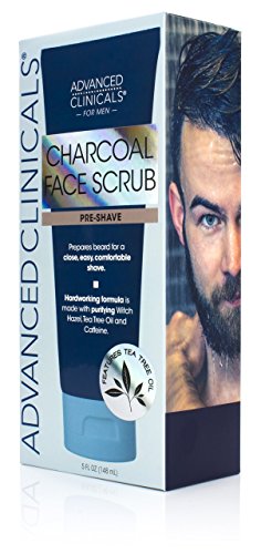 Advanced Clinicals for Men CHARCOAL FACE SCRUB Pre-Shave with Tea Tree Oil, 5 fl oz