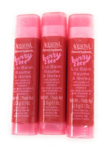 Aquafina Flavor Splash Lip Balm, BERRY LOCO, Jojoba and Almond Oils & Vitamin E .1oz set of 3
