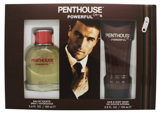 Penthouse POWERFUL Eau de Toilette 3.4oz and Hair & Body Wash 5 fl oz set