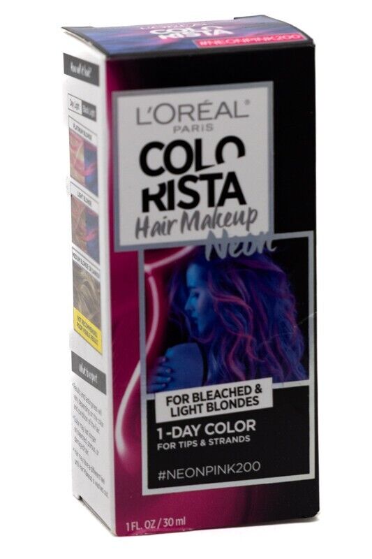 L'Oreal COLORISTA Hair Makeup, Neon Pink 200, For Bleached and Light Blondes