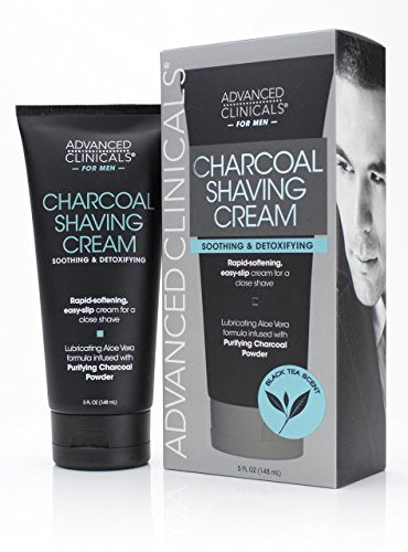 Advanced Clinicals for Men CHARCOAL SHAVING CREAM, Black Tea Scent, 5 fl oz