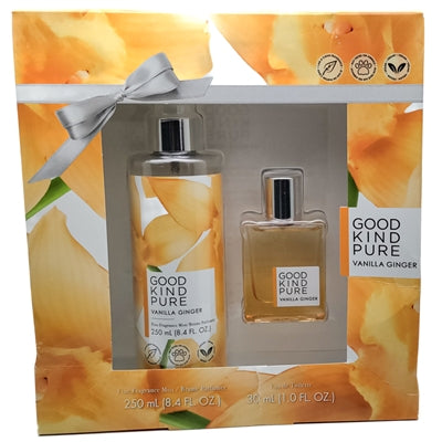 GOOD KIND PURE Vanilla Ginger Fine Fragrance Mist 8.4 fl oz and Eau de Toilette 1 fl oz set