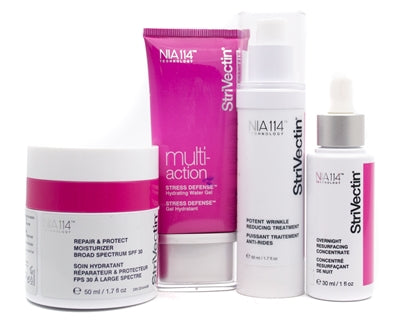 StriVectin 5 Pack; Repair & Protect Moisturizer SPF30 1.7 fl oz, Multi-Action Stress Defense Hydrating Water Gel 1.7 fl oz, Potent Wrinkle Reducing Lotion 1.7 fl oz, Overnight Resurfacing Concentrate 1 fl oz, New, No Box