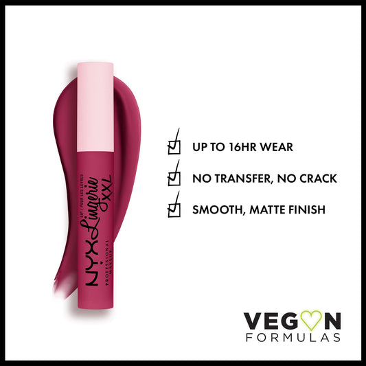 NYX Professional Makeup Lip Lingerie XXL Smooth Matte Liquid Lipstick, 16hr Longwear, Staying Juicy, 0.13 fl oz