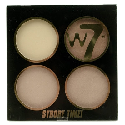 w7 STROBE TIME Vivid Glow, 4 Shimmering Powders: Strobe, Bronzer, Blusher, Highlighter .14 fl oz