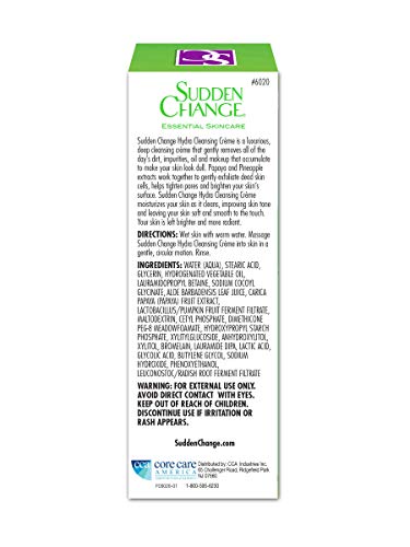 Sudden Change HYDRA CLEANSING CREME with Papaya and Pineapple Extracts and Aloe Leaf 3oz