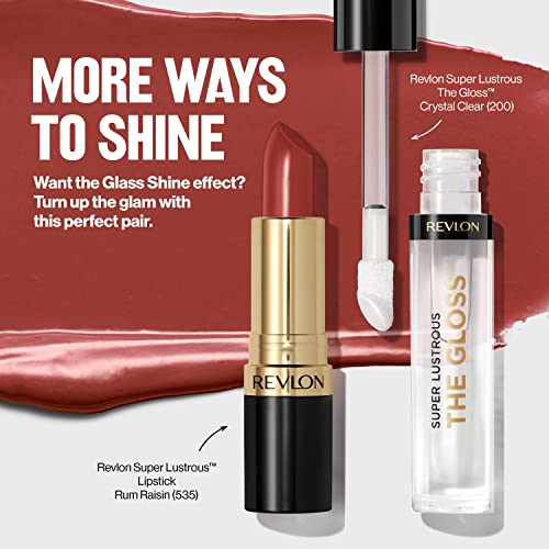 REVLON Lipstick, Super Lustrous Glass Shine Lipstick, High Shine Lipcolor with Moisturizing Creamy Formula, Infused with Hyaluronic Acid, Aloe and Rose Quartz