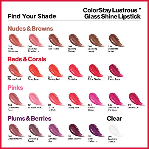 REVLON Lipstick, Super Lustrous Glass Shine Lipstick, High Shine Lipcolor with Moisturizing Creamy Formula, Infused with Hyaluronic Acid, Aloe and Rose Quartz