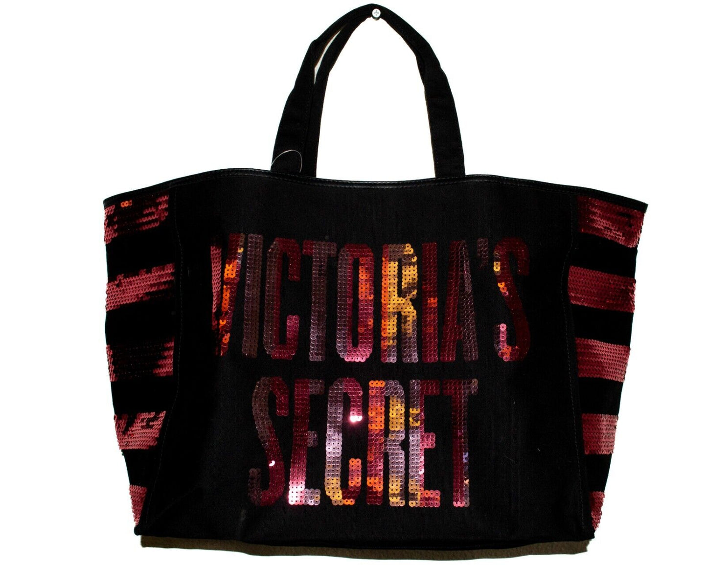 Victoria's Secret Limited Edition Black Canvas Sequined Large Tote Bag