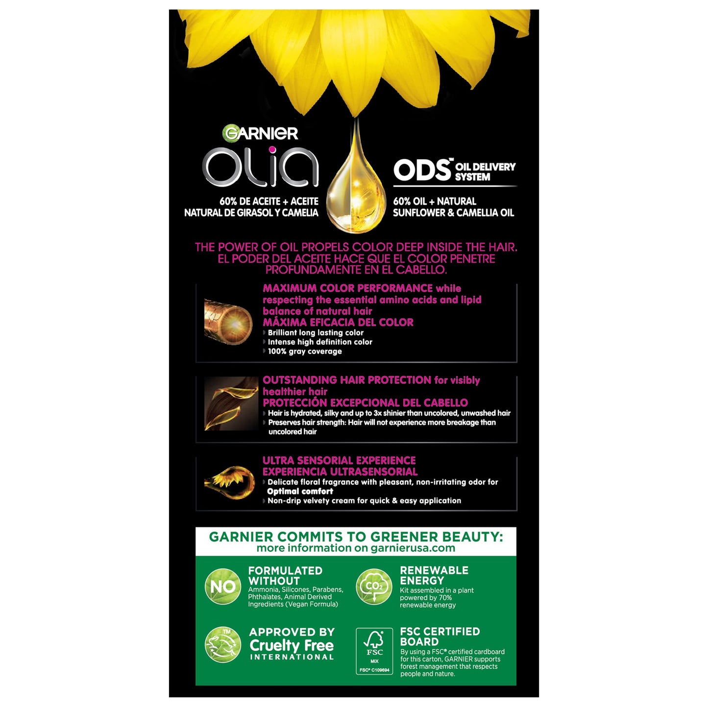 Garnier Olia Oil Powered Permanent Hair Color, 4.15 Dark Soft Mahogany