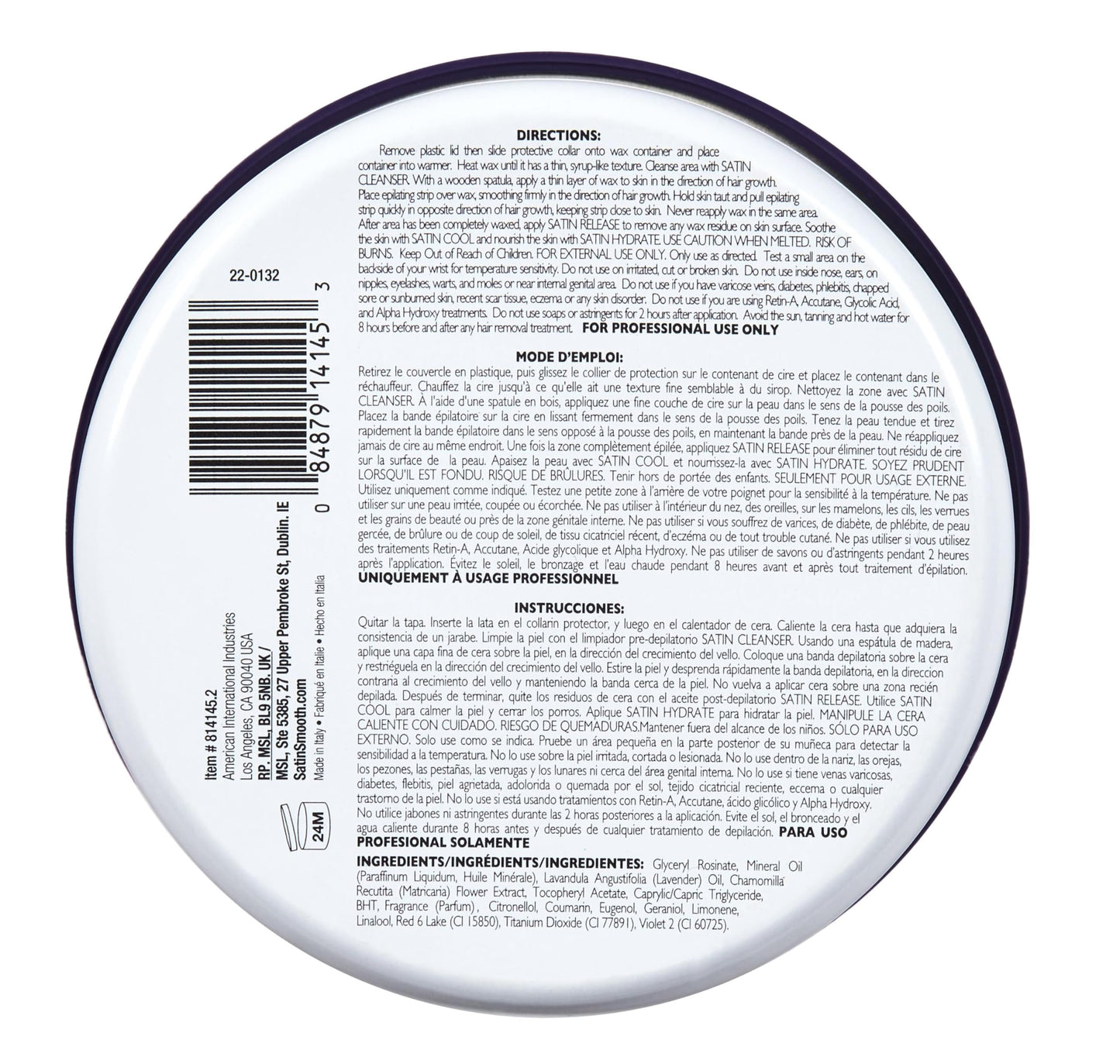 Satin Smooth Lavender Wax with Chamomile 14 oz