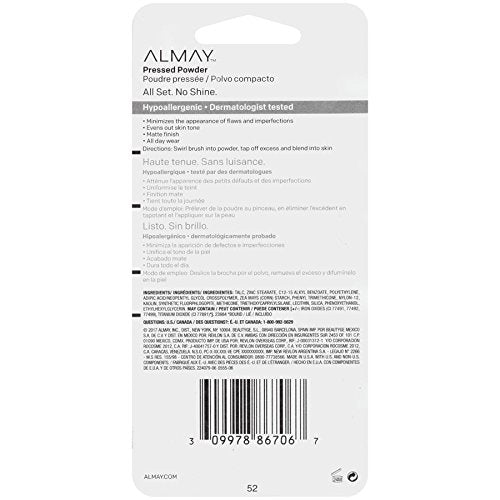 Almay ALL SET NO SHINE Pressed Powder, 600 Make Mine Dark .2oz