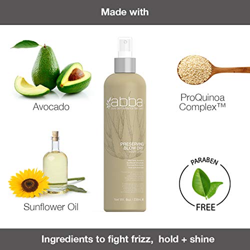 abba PRESERVING BLOW DRY SPRAY Pro Quinoa Complex. Natural Hair Rescue 8 fl oz