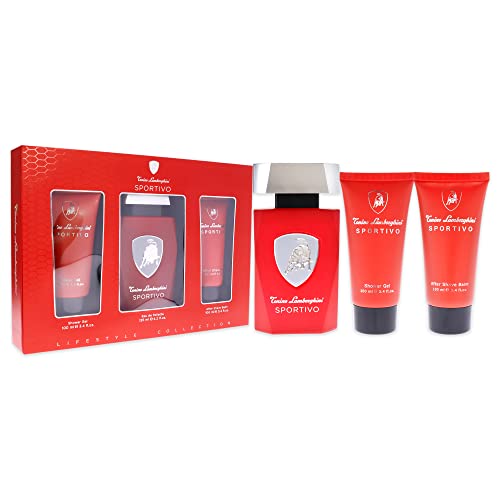 Tonino Lamborghini SPORTIVO Gift Set: Shower Gel 3.4 fl oz, Eau de Toilette 4.2 fl oz, After Shave Balm 3.4 fl oz