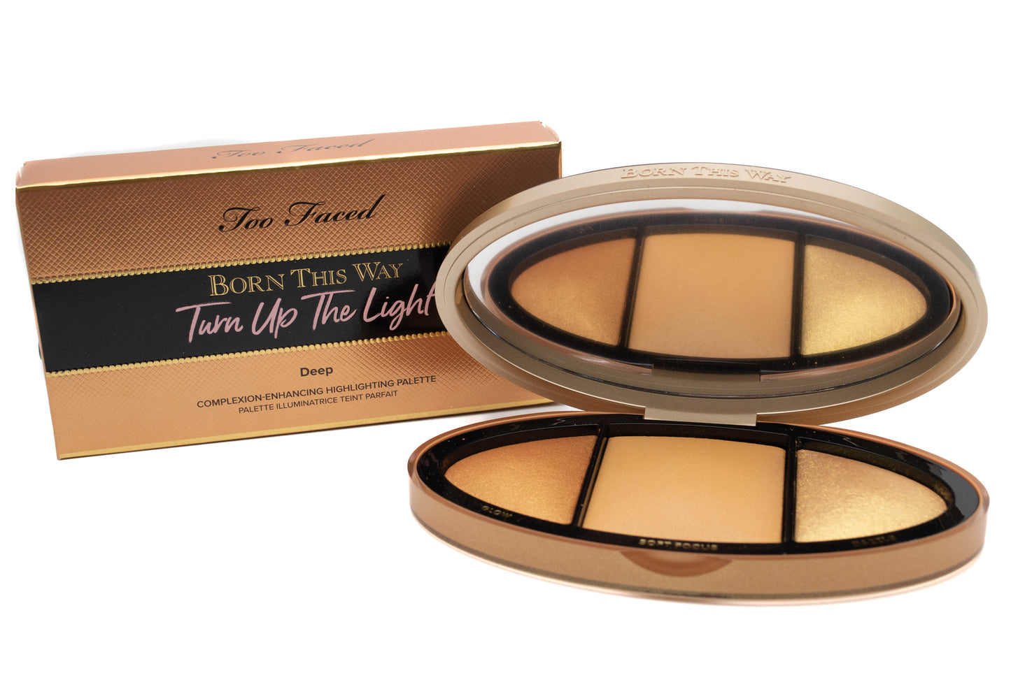 Too Faced BORN THIS WAY Turn Up The Light Complexion Enhancing - Highlighting Palette, Deep .1oz total