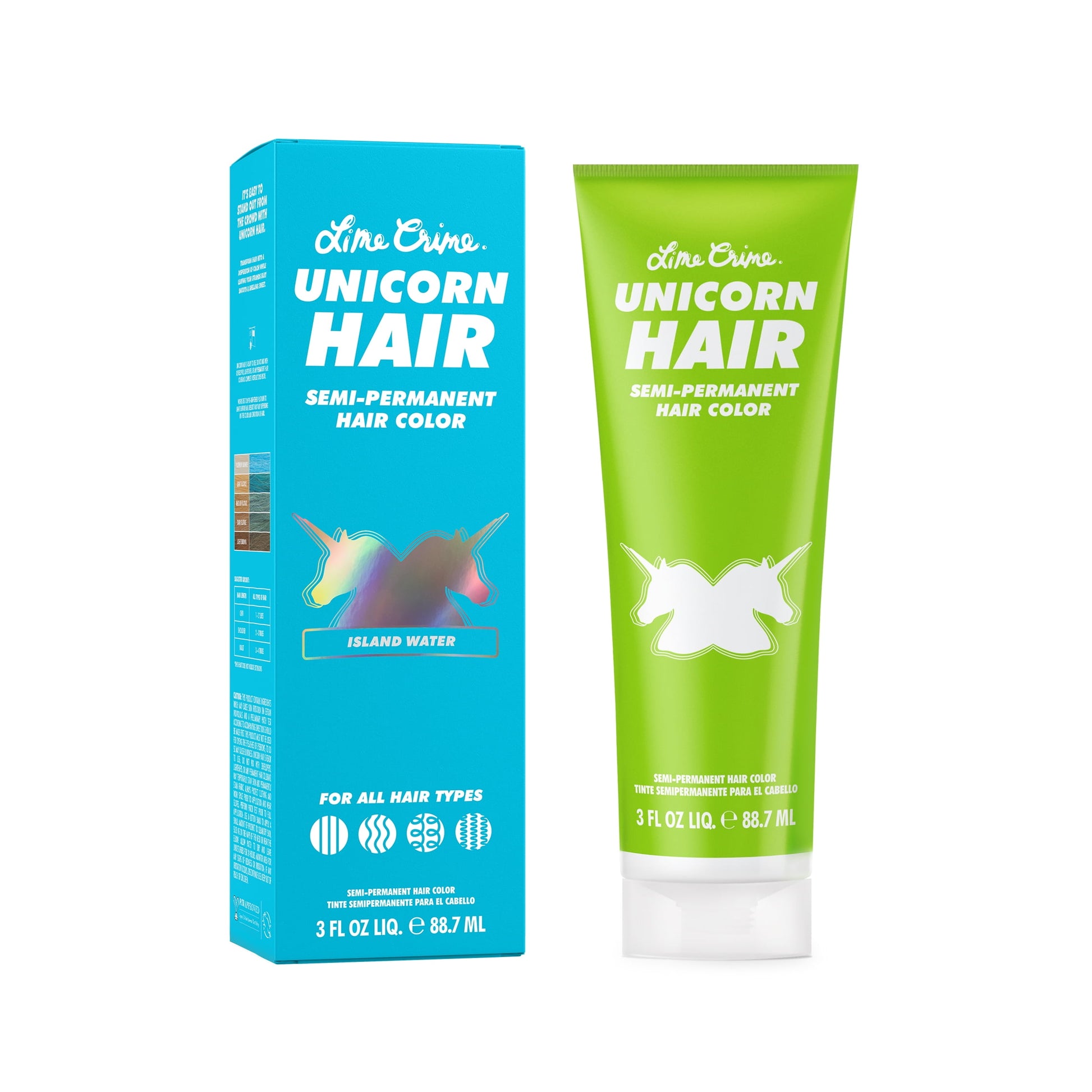 Lime Crime Unicorn Hair, Semi-Permanent Color, Vegan, Light Coverage, Island Water, Unisex, 3 fl oz