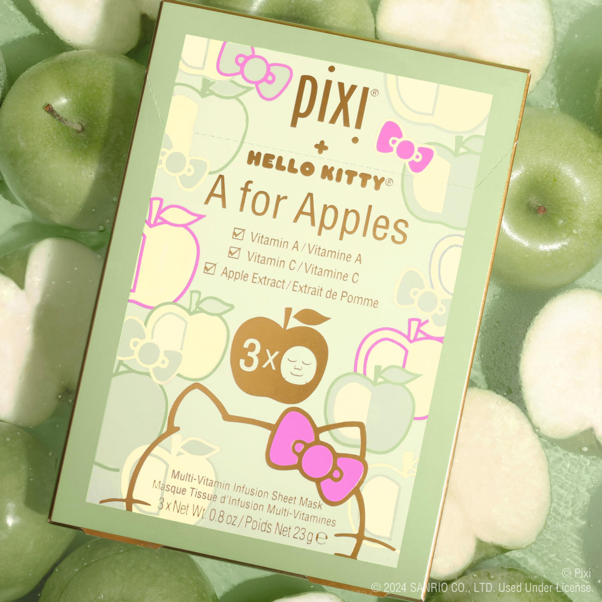 Pixi + Hello Kitty A for Apples Multi-Vitamin Infusion Sheet Mask 3ct *No Box