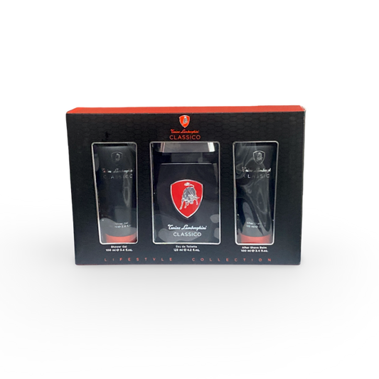 Tonino Lamborghini CLASSICO fragrance set: Eau de Toilette 4.2 Oz, Shower Gel 3.4 Oz & After Shave balm 3.4 Oz