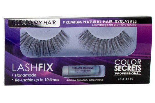Lashfix COLOR SECRETS Professional Premium Natural Hair Eyelashes, Re-usable up to 10 times, Adhesive Included,  E510