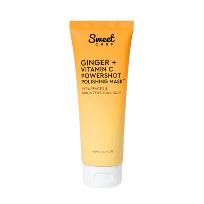 Sweet Chef Ginger + Vitamin C Powershot Polishing Mask - Brightening Face Mask for Dark Spots & Uneven Skin Tone + Maca, Rice Powders & AHA Face Exfoliant & Resurfacing Mask 3.4oz