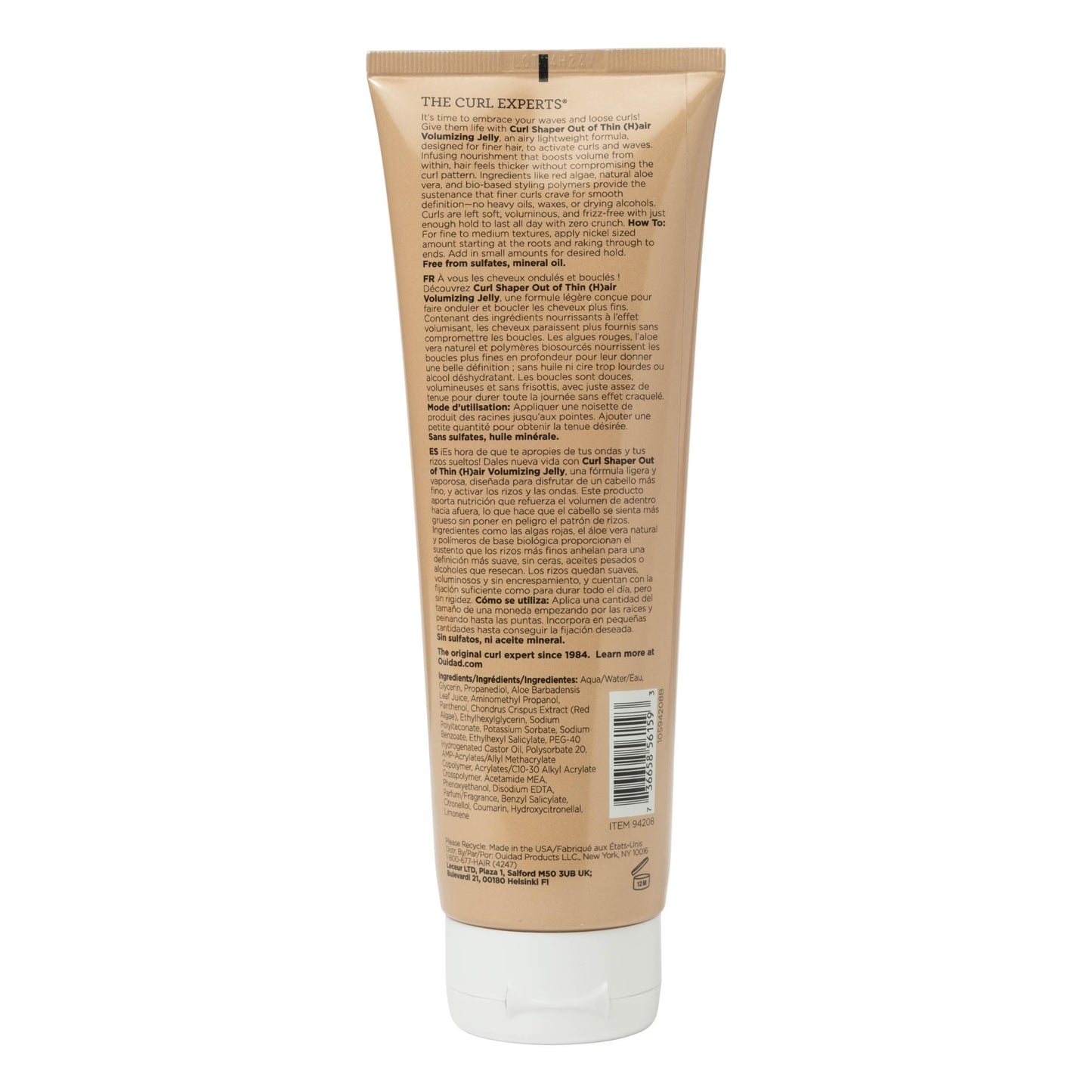 Ouidad Curl Shaper Out Of Thin Hair Curl Jelly, Crunch-Free Formula Hair Volumizer 8.5 oz